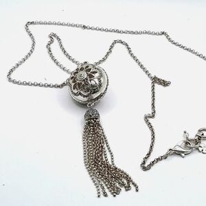 Lucky Brand▪️Vintage Filigree Ball w/ Tassel Pendant Silver Necklace
